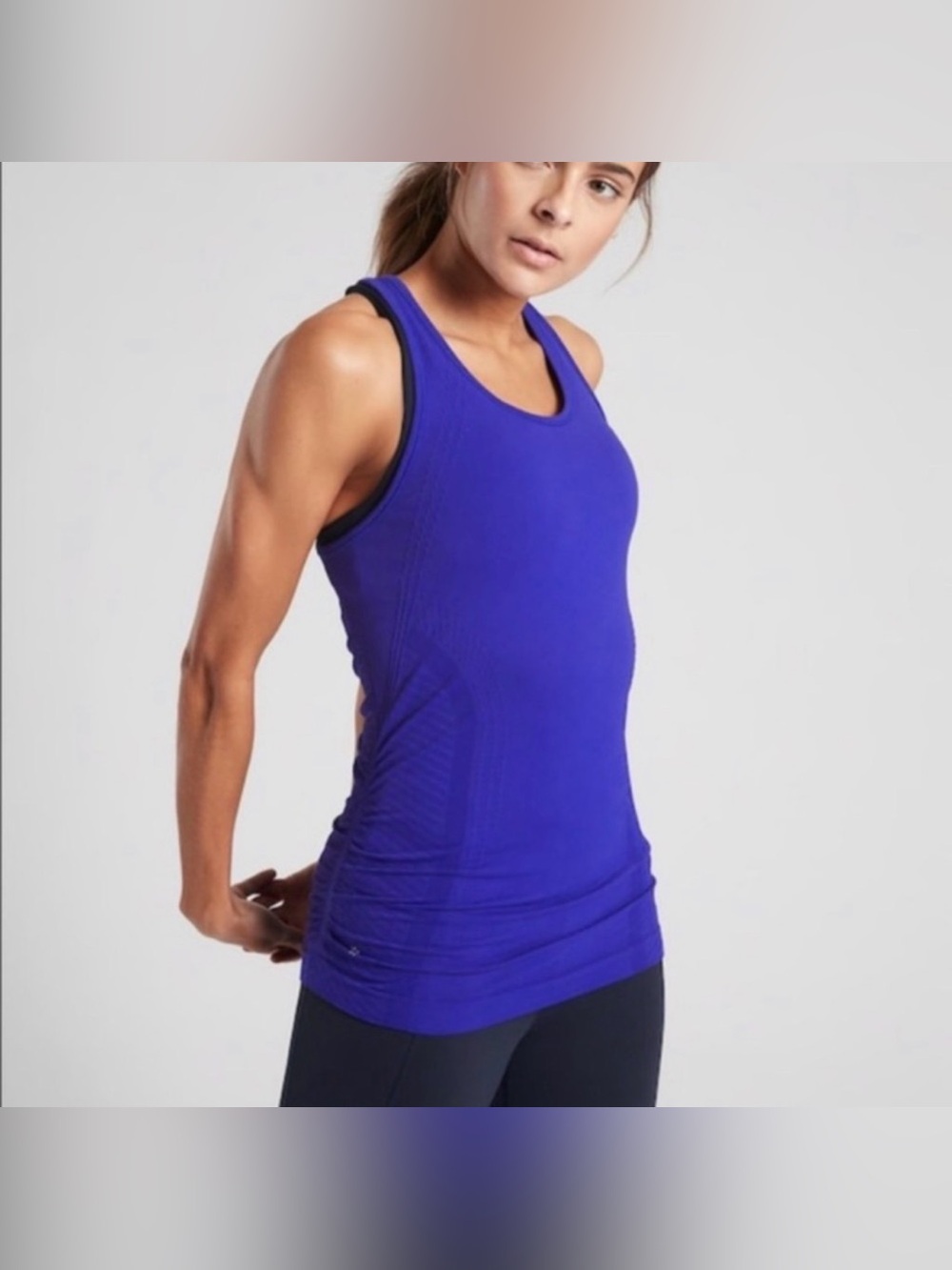 Athleta Fast Track Ruched Tank Top- Purple